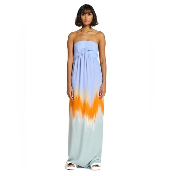 Essentiel Antwerp Dimple Multicolor Ombré Halter Maxi dress 🩵 so 38 - Picture 3 of 11